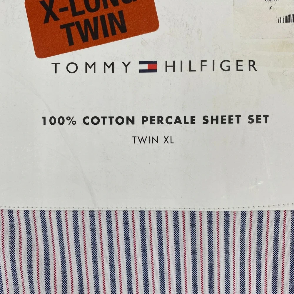 Tommy Hilfiger Sheet Set Twin XL Blue Cruising Stripe 100% Cotton Percale 3pc